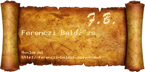 Ferenczi Balázs névjegykártya